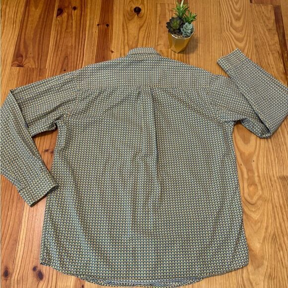 Cinch Mens Western Button Down Long Sleeve Geometric Size MED Rodeo Yellow Blue - Picture 6 of 6